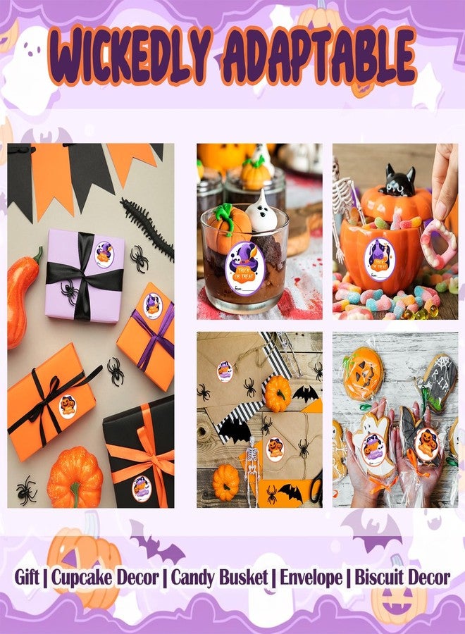 Kqfdr Happy Halloween Round Stickers, 40 Pcs Trick or Treat Name Label for Gift Wrapping, Self-Adhesive Round Seal Labels for Party Favors Marking -A05 - Image 3